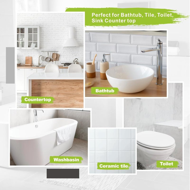 Tenee 16.89 oz White Tub and Tile Paint, Tub and Tile Refinishing Kit with 8 Tools, Semi-Gloss Bathtub Paint for Bathroom, 25-30sq.ft, Low Odor Bathtub Refinishing Kit for Fiberglass - Image 3